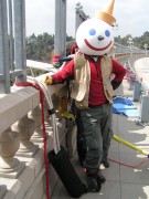 photo of actor in costume preparing for professional hollywood bungee stunt work