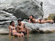 River Swimming on bungee hike adventure in southern california