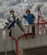 photo of person doing a superman front dive off of the bridge to nowhere bungee jump location